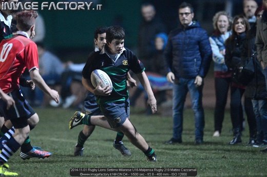 2014-11-01 Rugby Lions Settimo Milanese U16-Malpensa Rugby 219 Matteo Cazzamali